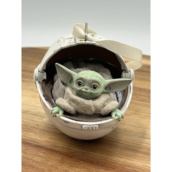 Disney Other - Star Wars Mandalorian Grogu Baby Yoda Ornament Disney Hallmark Hover Pram Decor
